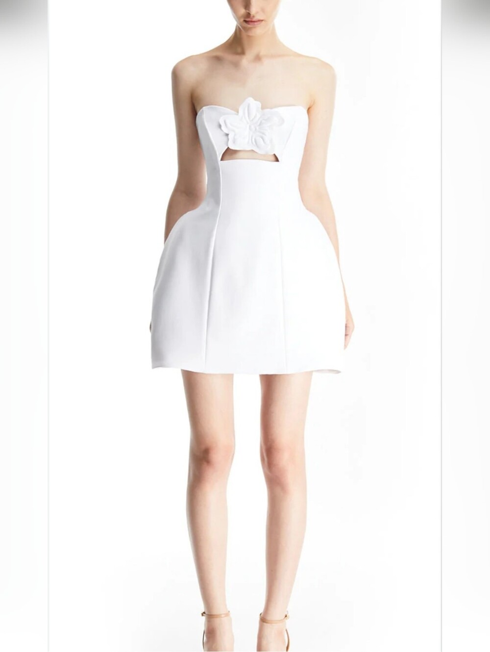 Mother of All Fiona Strapless White Floral Appliqué Mini Dress size XS NWTS